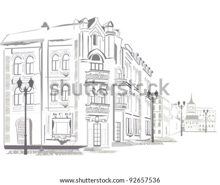 Series of sketches of streets in old city