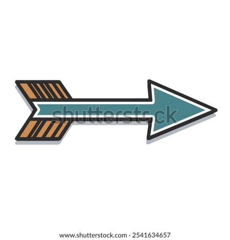 Arrow facing right side arrow with sharp head and colored arro with shadow vector illustration. It is Navigation icon, Vector graphic, Sharp arrow design, Professional arrow, Abstract. Popular symbol