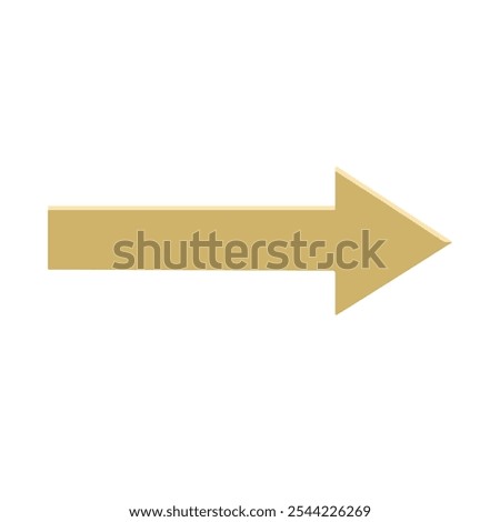 Yellow color Arrow facing right side arrow with sharp head and colored teer arrow with stroke vector illustration. Arrows facing right side with golden color. Sharp head arrow for direction arrows.