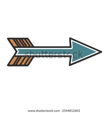 Arrow facing right side arrow with sharp head and colored arrow with stroke vector illustration. It is Navigation icon, Vector graphic, Sharp arrow design, Professional arrows Abstract direction