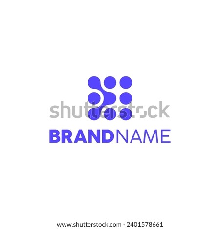 Metaball template logo design vector. Biotechnology molecule atom dna chip symbol