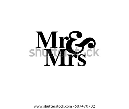 Mr & Mrs wedding hand written lettering. Wedding decoration. Mister and mrs for wedding and invitation elements. Traditional wedding words. Isolated on white background. Vector illustration.