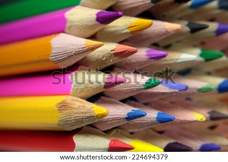 Bright leads of colored pencils