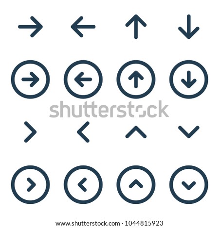 Arrow UI line icon set. Vector illustration.