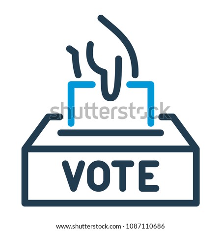 Vote line icon. Hand putting paper in the voting box.