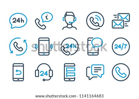 Support service and Helpdesk related line icon set. Callback and Online Assistance vector linear icon set.
