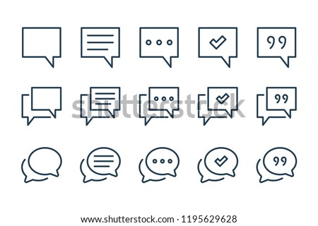 Chat and quote line icons. Message and dialog vector icon set.