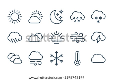Weather and Forecast line icons. Meteo vector linear icon set.