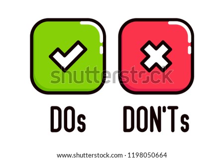 Do and Don't square box vector icons.