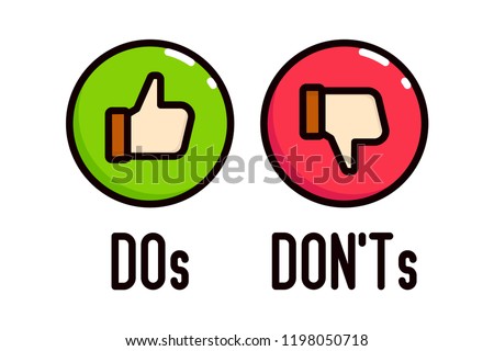 Do and Don't thumbs vector icons. Thumbs up and Thumbs down illustration.