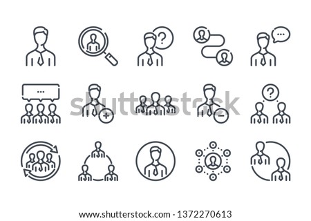 Human resources and People related line icon set. Person linear icons. User and group outline vector sign collection.