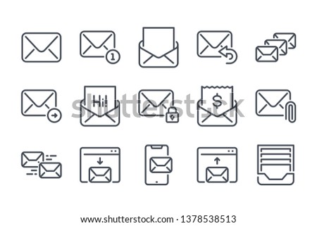 Mail and Email related line icon set. Envelope and letter linear icons. Newsletter outline vector sign collection.