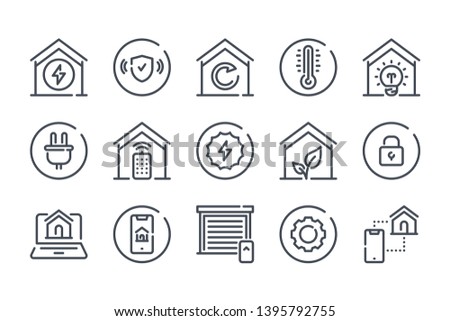 Smart Home related line icon set. Home systems linear icons. Smart home navigation outline vector signs and symbols collection.