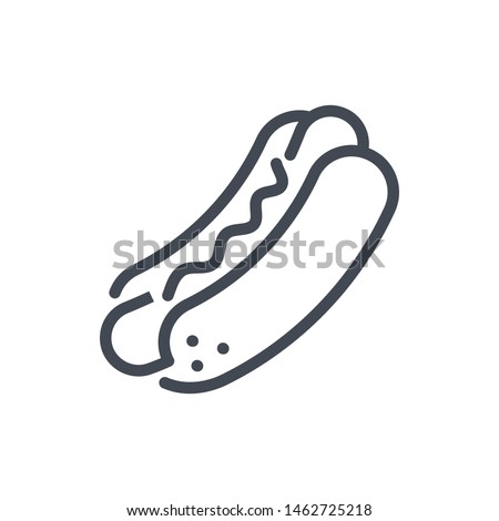 Hot dog line icon. Bun with sausage vector outline sign.