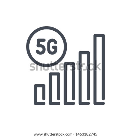 5G signal line icon. Vector outline sign.