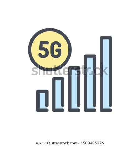 5G signal color line icon. 5G network vector outline colorful sign.