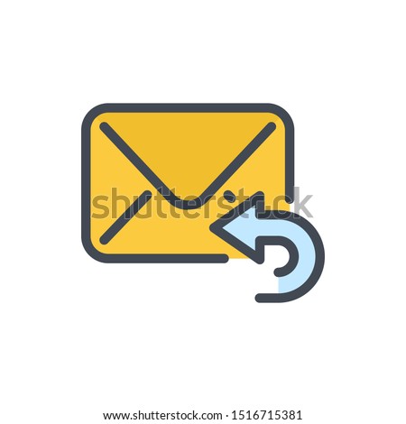 Reply mail color line icon. Responding email vector outline colorful sign.