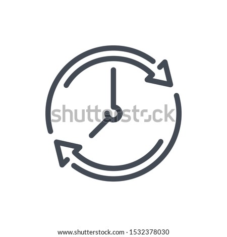 Refresh time line icon. Update clock vector outline sign.