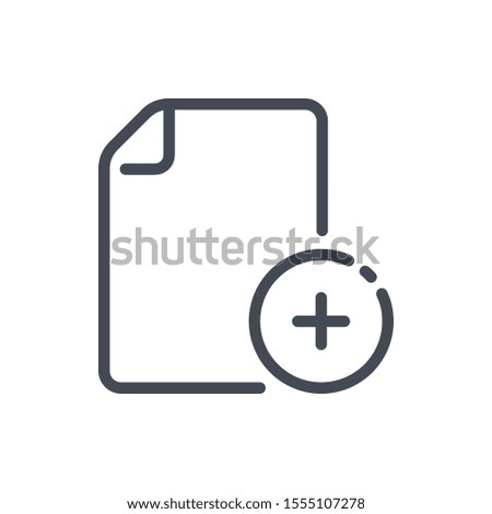 Create new file line icon. Add document vector outline sign.