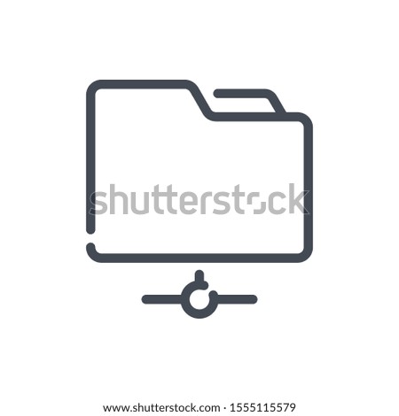 Сonnection to a folder line icon. Folder with network connection vector outline sign.