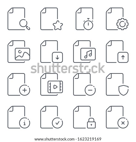 File and docs related line icons. Document ector linear icon set.