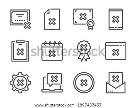 Cancelation and Rejection line icons. Decline, Wrong and Disapprovement vector outline icon set.