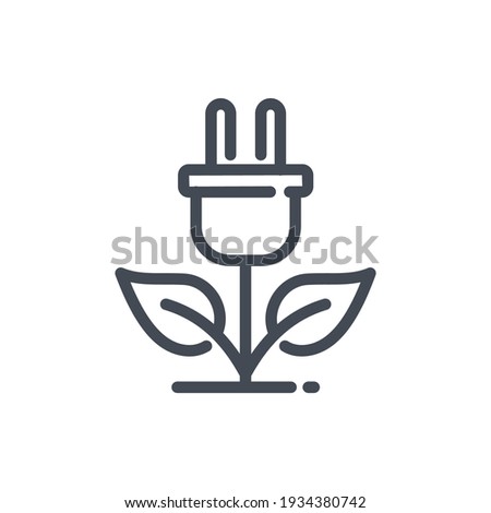 Eco plug line icon. Eco power vector outline sign.