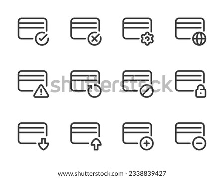 Credit card and Card services vector line icons. Finance and Payment outline icon set.