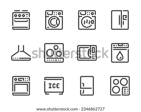 Household Appliances vector line icons. Appliances for Kitchen and Home outline icon set.