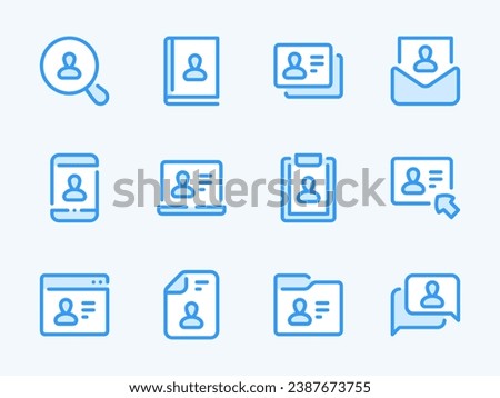 User and Profile vector line icons. Account settings and Personal services outline icon set. Identity, Website Page, Folder, Personal Information, Identification, Biography and more.