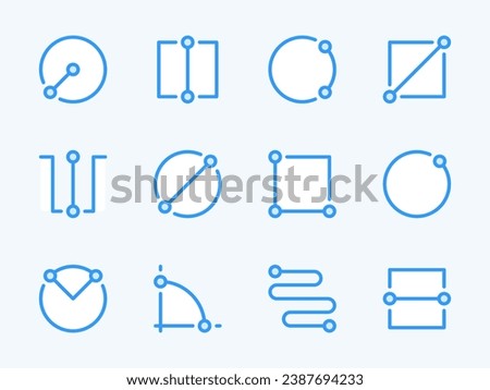 Measurement and Dimension vector line icons. Size and Scale Measure outline icon set. Length, Width, Depth, Radius, Diameter, Angle, Circumference, Area and more.