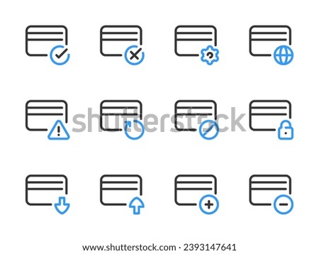 Credit card and Card services vector line icons. Finance and Payment outline icon set.