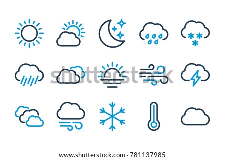 Weather related line icons. Climate vector icon set.