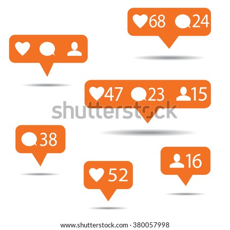 likes follower comment icons set notifications icon vector illustration 380057998 - in!   stagram followers that like and comment