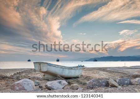 Northern beach of Eilat after storm, Israel