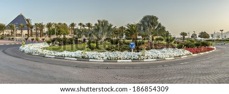 The main round square in Eilat - famous resort city in Israel