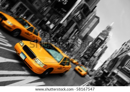 Photo New York City Taxi, Blur focus motion, Times Square