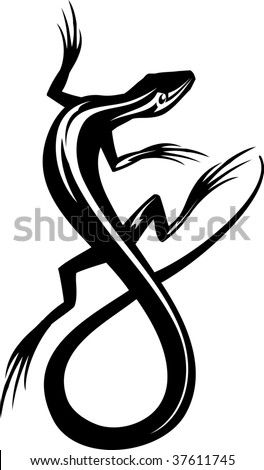 Vector Illustration Of A Lizard. Black And White. - 37611745 : Shutterstock