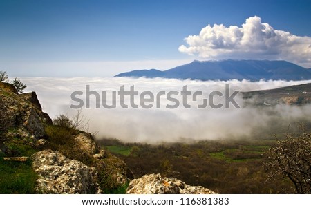 cloudes over mountains in spring
