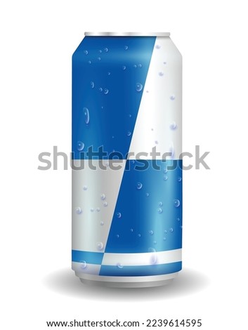 Drink 3d can energy party young art design vector element template logo sign icon symbol blue white isolated illustration background