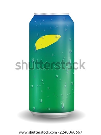 Drink 3d can realistic fresh energy summer art design vector element template logo sign icon symbol green blue lemon white isolated illustration background