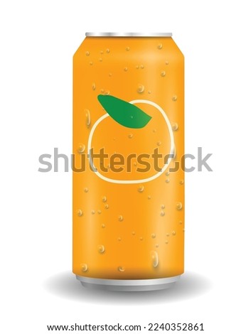 Drink 3d can realistic fresh energy summer art design vector element template logo sign icon symbol yellow orange green lemon white isolated illustration background