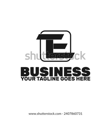 bold letter e inside of a line square. Letter E logo template