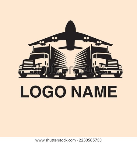 Cargo truck logo, car, plane, symbolizing giant transportation