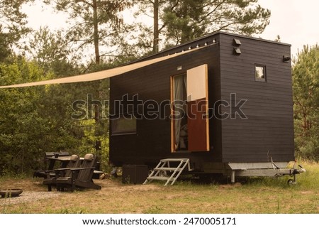 Similar – Image, Stock Photo Facade prefabricated building against evening sky