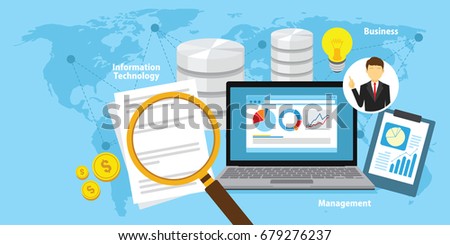 Business intelligence concept vector background illustration with various items and symbols