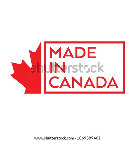 A simple made in Canada stamp with half of a maple leaf on the left side.