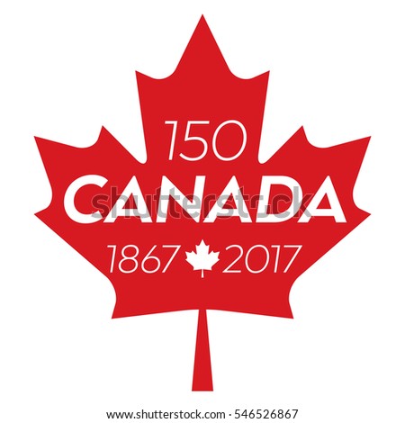 A vector maple leaf with text in the middle that says Canada and also includes the date range of 1867-2017 representing Canada's 150th anniversary.