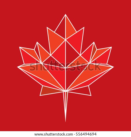 A low polygon style maple leaf in vector format. This stylish symbol is an iconic representation of Canada.