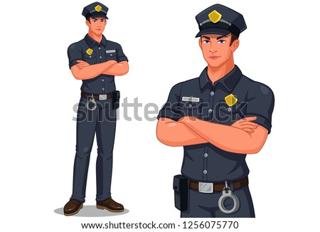 Police officer in standing pose vector illustration